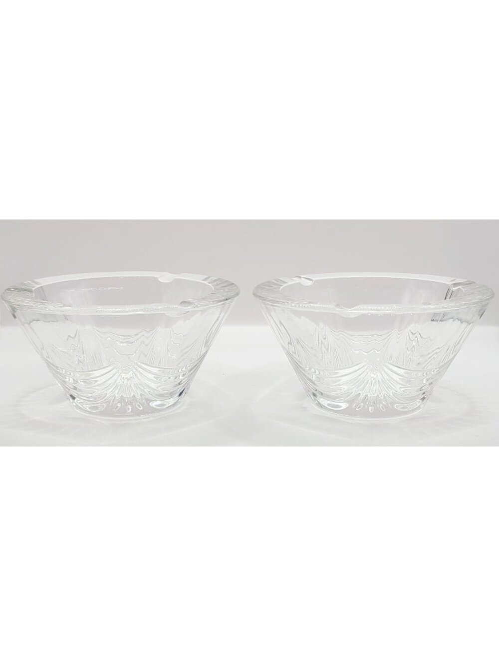 Vintage Mikasa Clear Glass Ashtrays With Etched Pattern Design Set Of 2